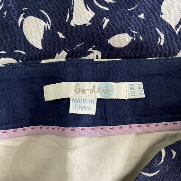 Boden Blue Circle Print Linen Blend Lined Pencil Skirt with Pockets - Picture 2 of 6